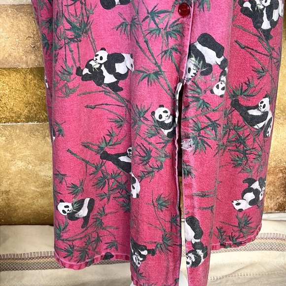 National Wildlife Federation Panda Pj Button Down 100% Cotton Night Gown Dress - Picture 4 of 13